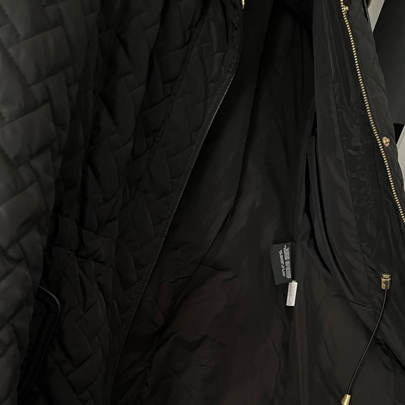 Cole Haan Women's Black Quilted Jacket Lightweight Cinch Cord At Waist Pockets S - Picture 6 of 10